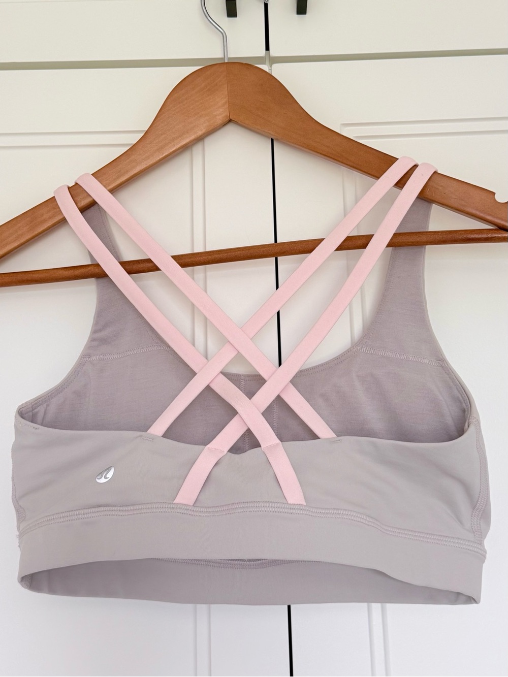lululemon athletica Mauve Cross Back Sports Bra with Light Pink Straps